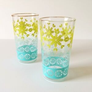 Vintage Glasses Mid Century Glassware Tableware Tumblers Pair